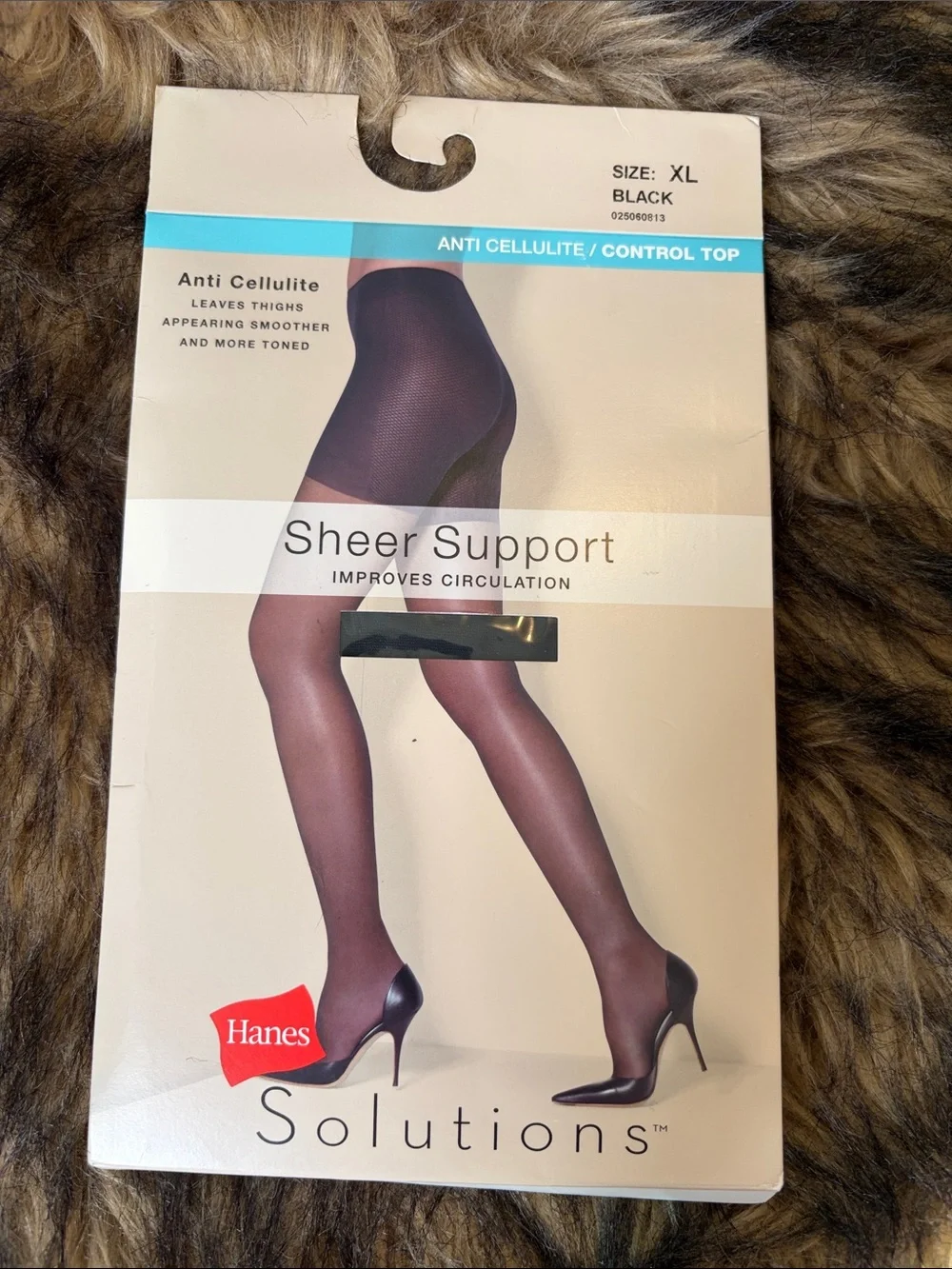 Hanes Premium Silky Anti-Cellulite Control Top Pantyhose XL Black